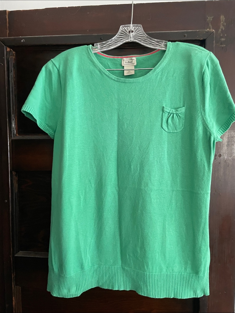 L.L. Bean Green Short Sleeve Knit Pocket Tee